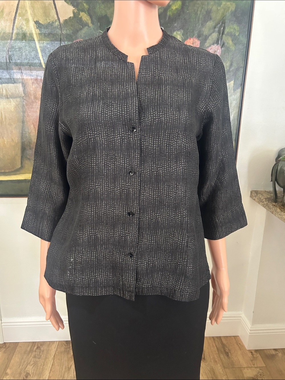 Eileen Fisher black and gray top